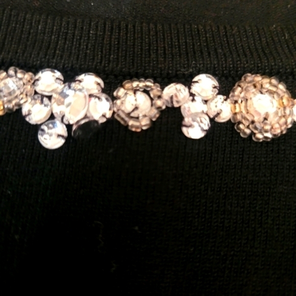 Large Black Embellished Rhinestone Long Sleeve Blouse - Picture 4 of 4